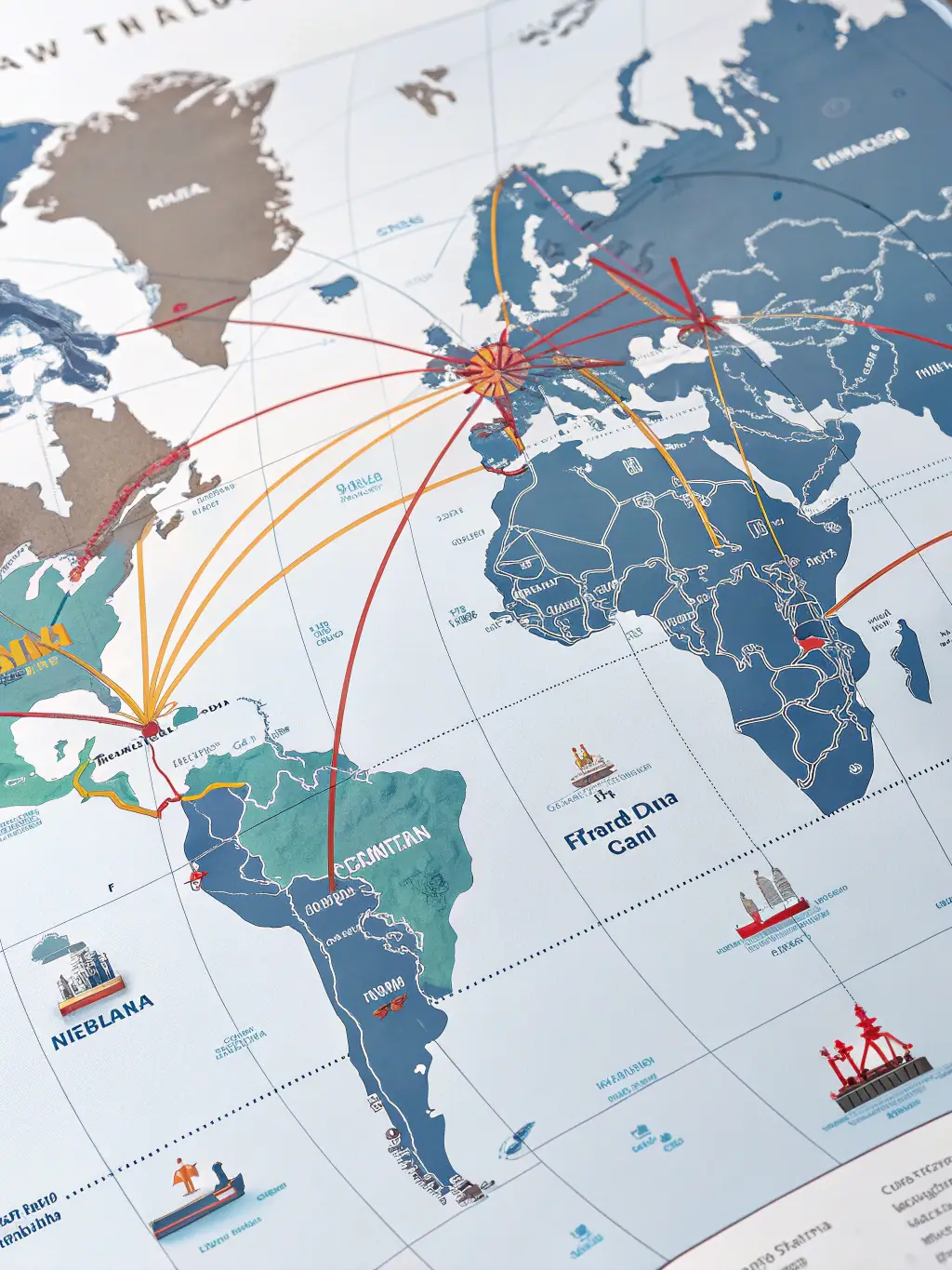 A global map highlighting the regions where Northern Atlantic Energy's refined petroleum products are used, emphasizing the company's international reach and impact on energy infrastructure.